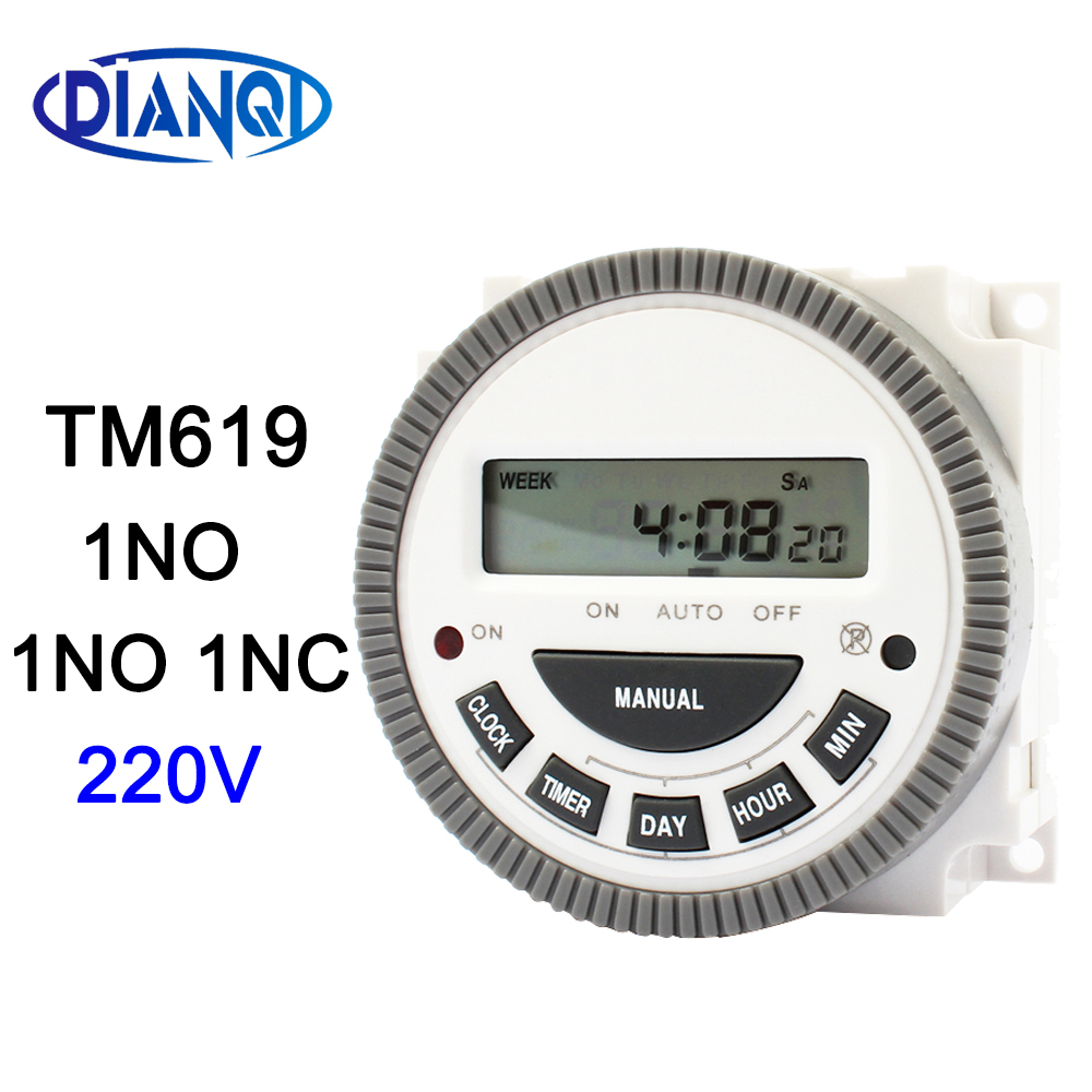 DIANQI TM619 AC220V 230V 240V 16A Digital Timer controller 7 Days Weekly Programmable Timer switch /Hour/Minute Count For Home