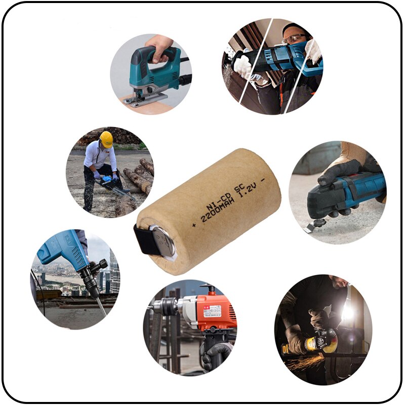 4pcs Screwdriver Electric Drill SC Batteries 1.2V 2200mah Sub C Ni-Cd Rechargeable Battey With Tab Power Tool NiCd SUBC Cells