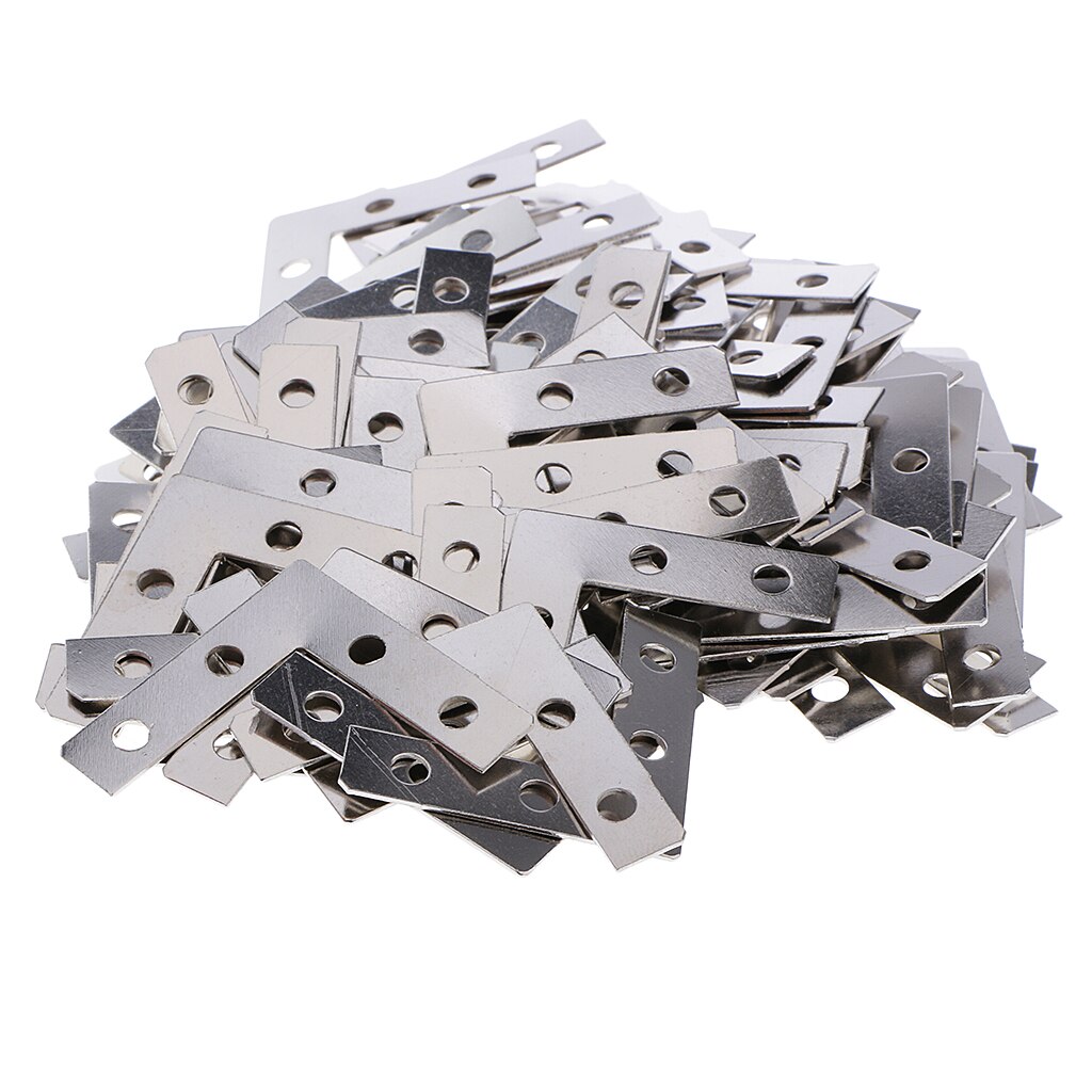 Set Of 100 Metal Flat Connectors L Shape Perforated Plate Fastening Wood Connector
