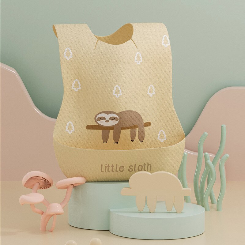 5/20 Stuks Wegwerp Slabbetje Rijst Zak Verdikte Waterdicht Speeksel Handdoek Draagbare Anti-Vuile Kinderen Bib kids Accessoires: 20Pcs Yellow Sloth