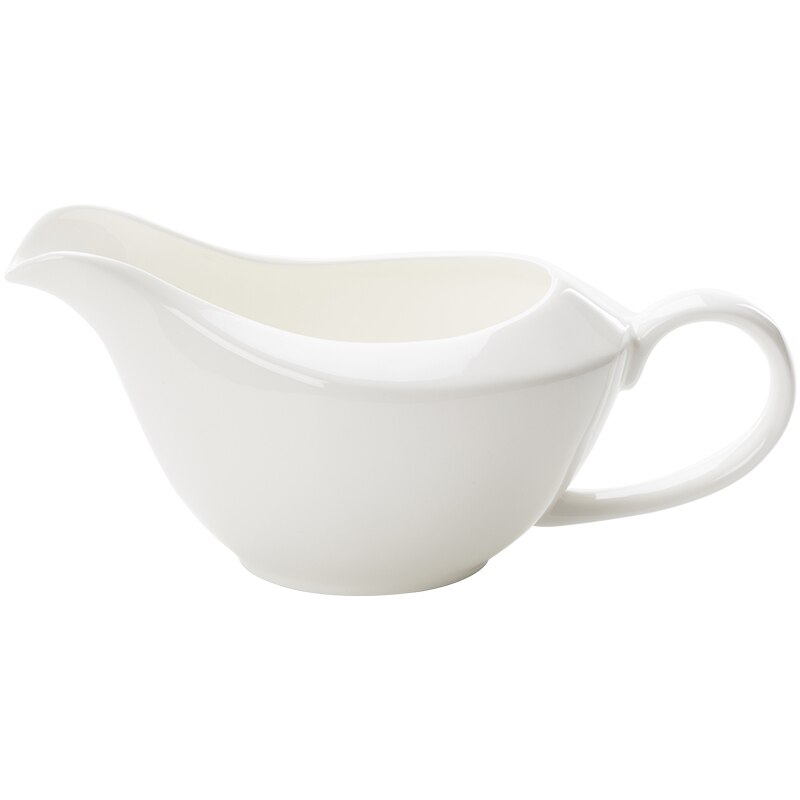Cubeta de salsa de cerámica blanca pura, vajilla occidental para salsa para carne, bote, olla de cocina, hueso, china, jarra de leche, jarra de leche, taza de miel