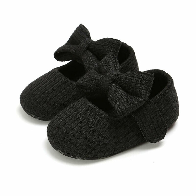 Peuter Baby Sneakers Crib Schoenen Boog Prinses Schoenen Kids Kinderen Meisje Casual Schoenen: Black / 0-6 months