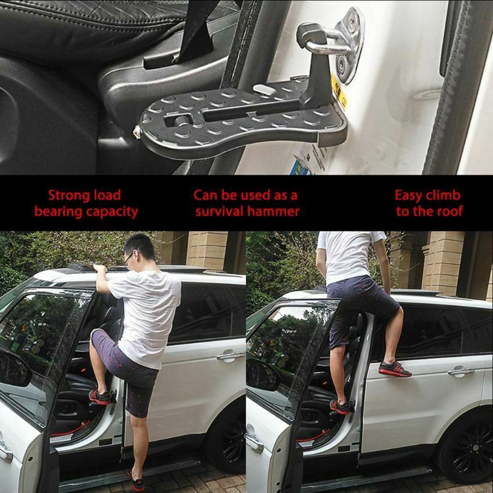 Hook Door Pedal Invisible Blade Safe Escape Safety Hammer With Bumper Black Aluminum Alloy Auto Parts