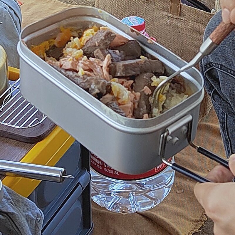 Lunchbox Draagbare Aluminium Camping Servies Outdoor Gear Voor Reizen Keuken Kookgerei Pot Wandelen Apparatuur Koken Set Levert