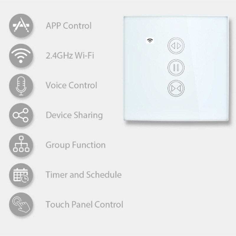 2Pcs Curtain Switch Wifi Smart Curtain Switch 2Nd Generation European Regulation Curtain Switch Blind Switch