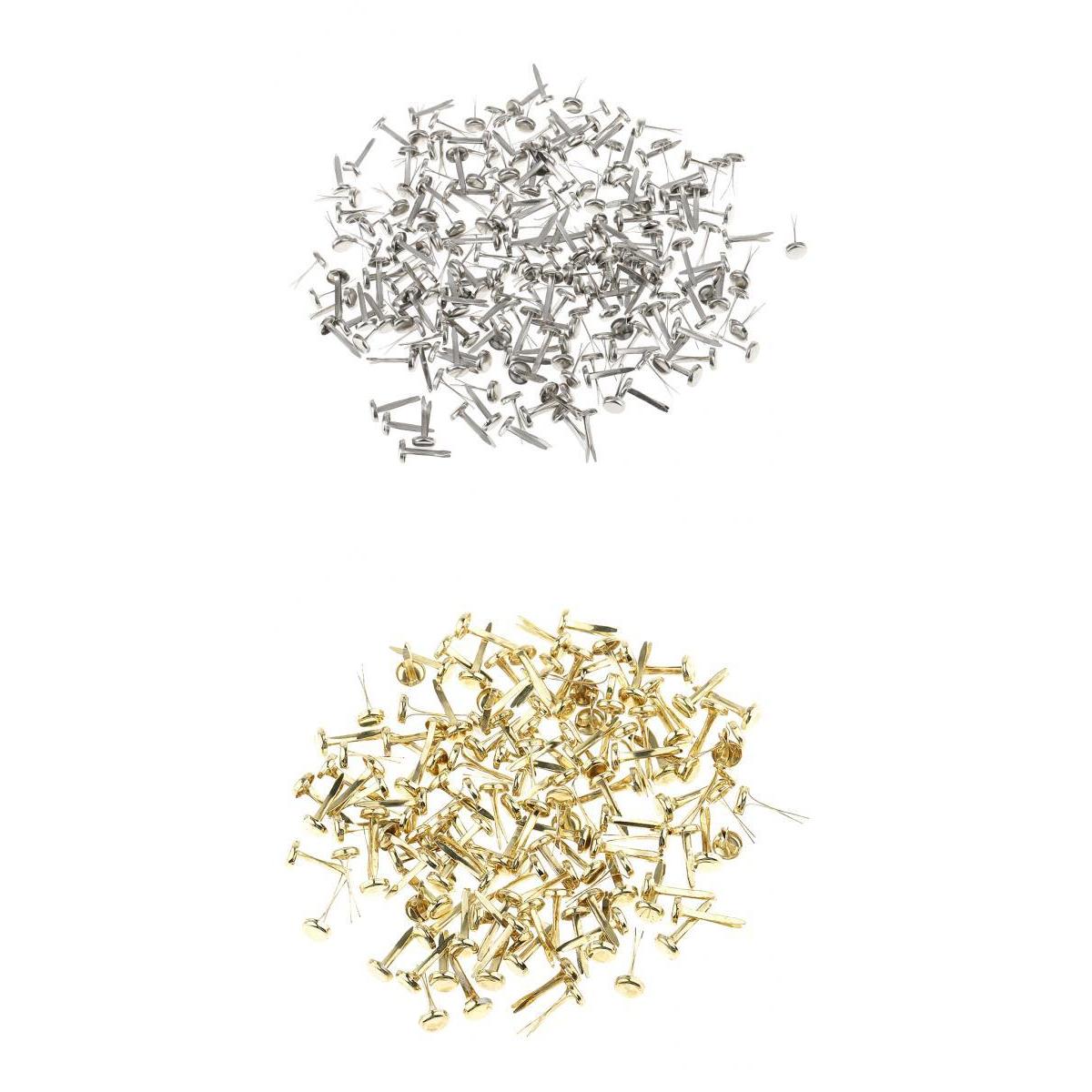 400 Stuks Metalen Ijzer Brads Paper Fasteners Voor Scrapbooking Craft Goud Zilver