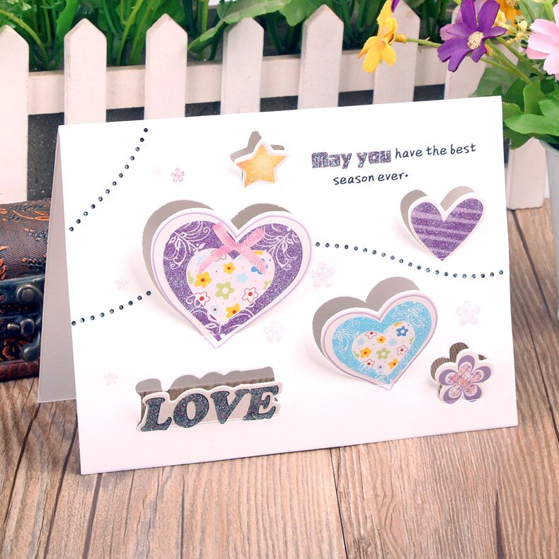 9 stk 3d glitter kærlighed lykønskningskort ordbesked ønsker blanke kort med konvolutter kort fødselsdag bryllup invitation kort