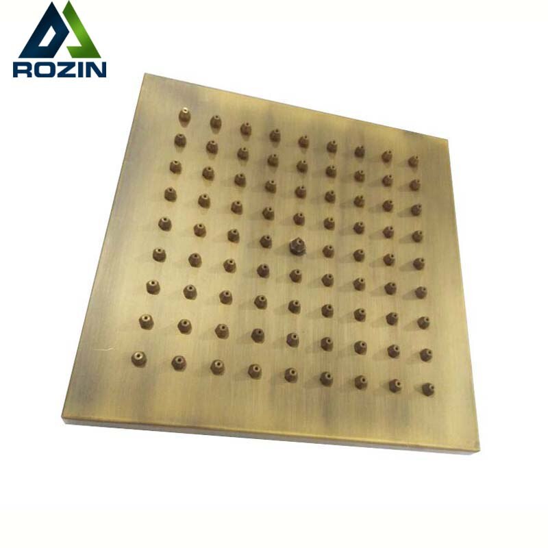 Antique Brass Square Rainfall Shower Head 8-inch Brass Top Rain Showerhead