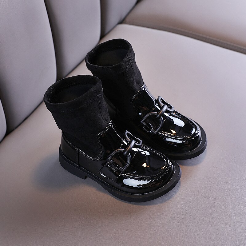 Herbst und Winter Mädchen Beiläufige Kurze Stiefel Helle Leder Prinzessin Stiefel Leder Schuhe freundlicher Schuhe