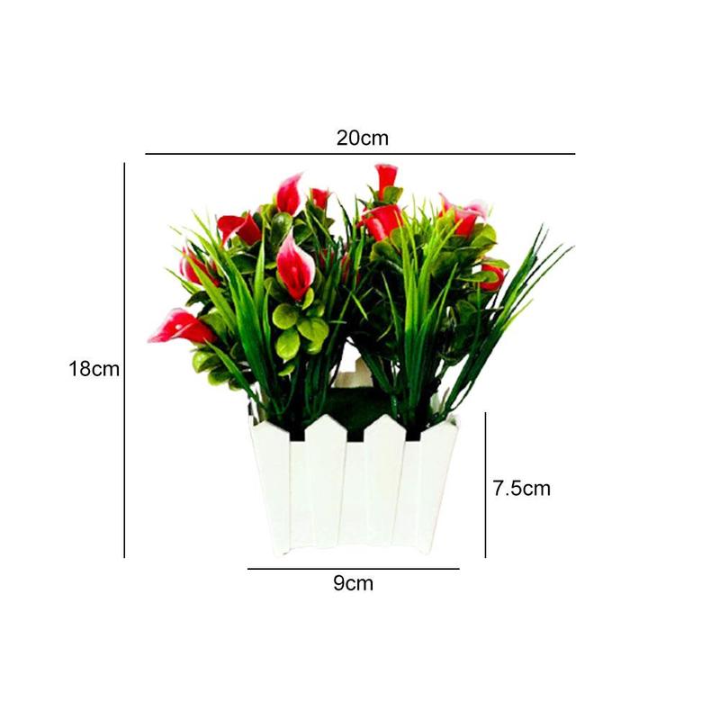 Fleur de lys Calla artificielle, Style, plante en Pot avec Pot bonsaï, ornements de jardin pour la maison