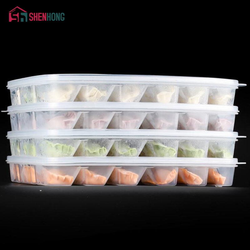 SHENHOONG 1 layer Storage Holder Refrigerator Fresh-keeping Plastic Case Portable Dumpling Box Container