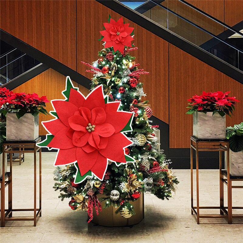 Large Artificial Red Flower Heads Christmas Tree Toppers Star Home Wedding Decoration DIY Flower Christmas Tree Year Decor