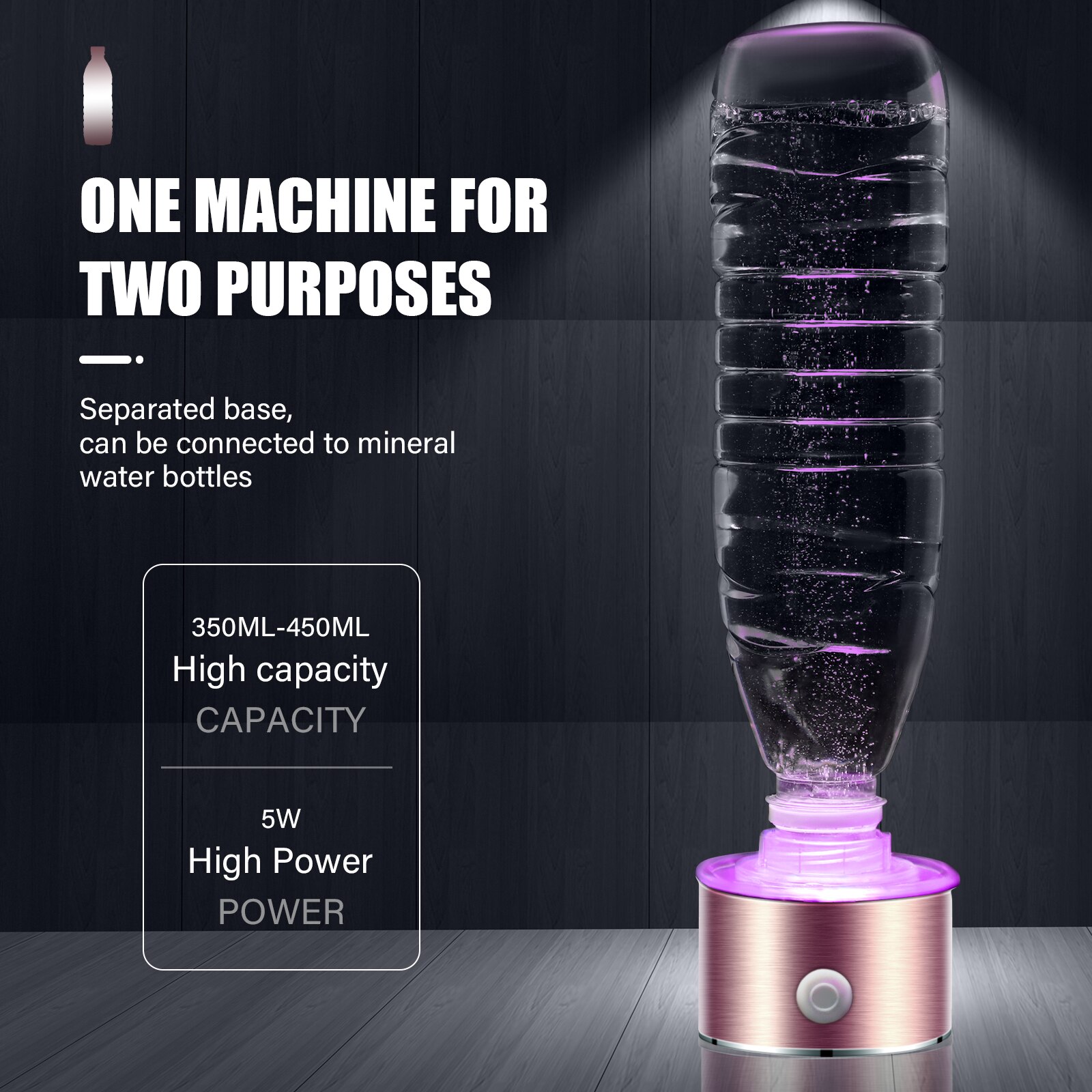 Draagbare Negatieve Ion Waterstof-Rijke Elektrolyse Generator Water Filter H2 Lonizer Maker Usb Oplaadbare Antioxidanten Fles