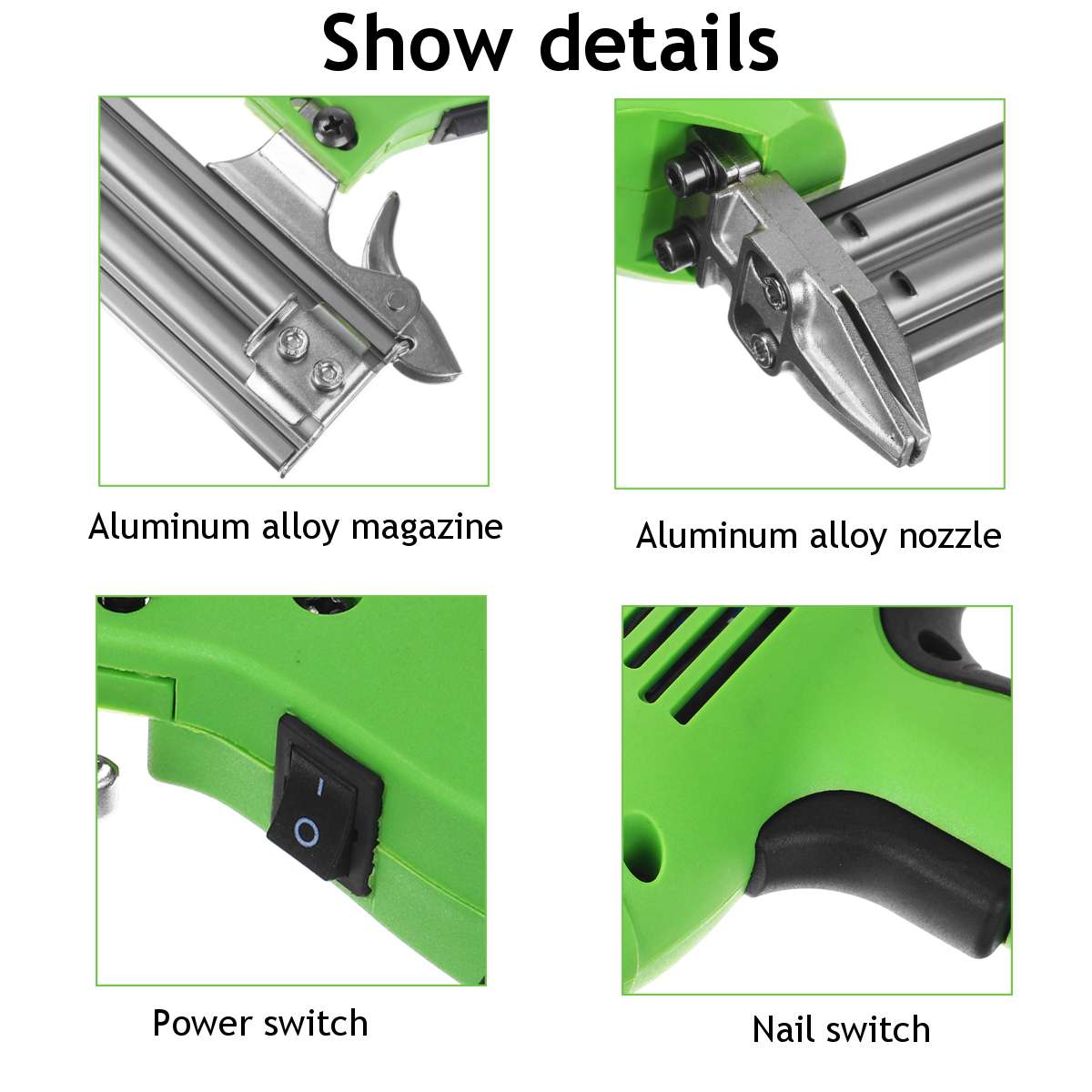 2000W Electric Nail Gun 220V-240V Nailer Woodworking Electric Tacker Furniture Staple Gun Power Tools