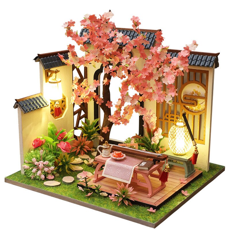 DIY Holz Puppe Haus Bausatz Montiert Miniatur Möbel mit Zubehör Chinesische Casa Licht Puppenhaus Spielzeug für Erwachsene Weihnachten: B nur dollhouse