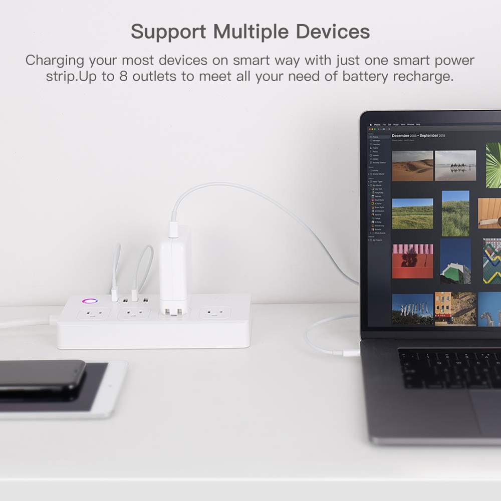 US Standard WiFi Smart Power Strip 4 Outlets and 4 USB Ports Compatible with Alexa and Google Assistant