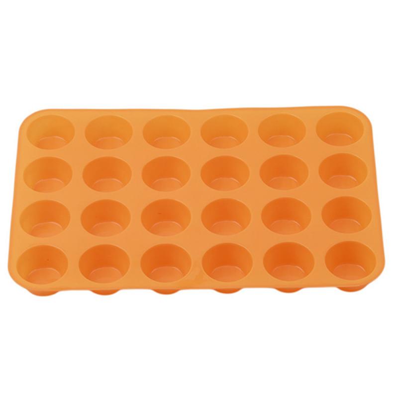 Mini Muffin Mold 24 Holes Silicone Round Mold Non-Stick Pudding Steamed Cake Mold DIY CupcakeCookiesFondantBakingPan Baking Tool: Orange Cake Mold