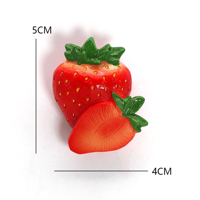 Imán de nevera biónico para alimentos, palo de refrigerador magnético , plátano, mango, fresa, zanahoria, modelo de taza, decoración de refrigerador: strawberry