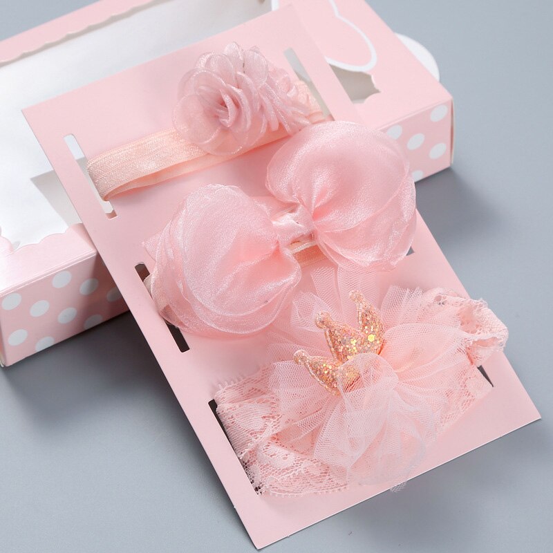 3 st/set spetsbågar baby pannband krona blomma baby flickor hårband spädbarn barn hårband turban baby hårtillbehör: Stil 19 no box