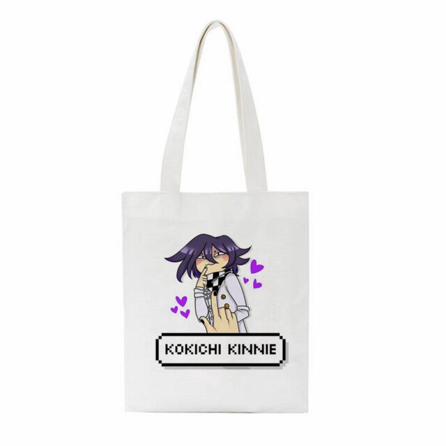 Janpan Anime Kokichi Oma Women Harajuku Casual Female Shoulder Canvas Bag Large Capacity Tote Bag Reusable Ladies Shopping Bags: 6