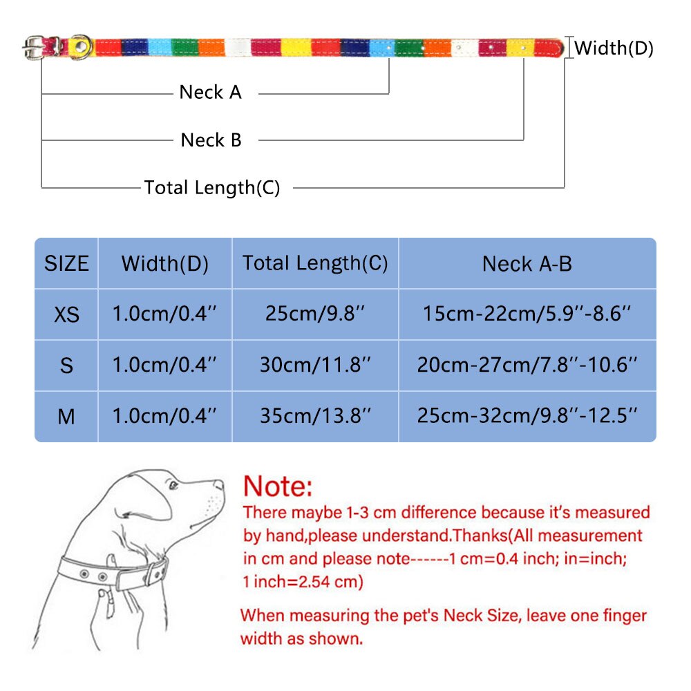 Xs / s / m farverigt læderkattekrave med klokker polstret hvalpekæde kæledyrsbånd til kat chihuahua halsrem killing tilbehør