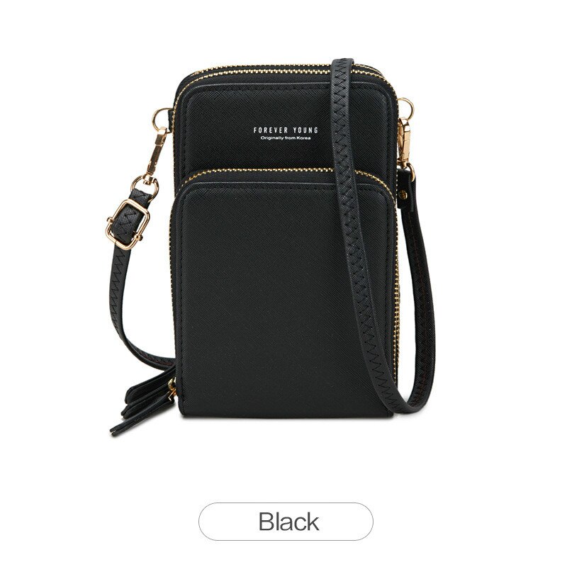 filles sac de téléphone portable Mini sac de messager femmes portefeuille sacs à bandoulière sacs à main de luxe femmes sacs sac à bandoulière: Black