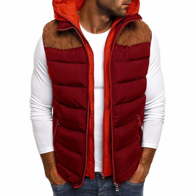 CYSINCOS hommes hiver coton gilets manteau à capuche hommes vêtements hommes Outwear hiver manteau Parkas hommes vestes gilet: E / Asian Size L