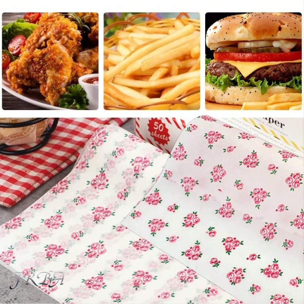 50 Stück Wachspapier, Lebensmittelverpackungspapier, fettdichtes Backseifen-Verpackungspapier, Sandwich, Hamburger, Lebensmittel, Süßigkeiten, fettdichtes Wachspapier
