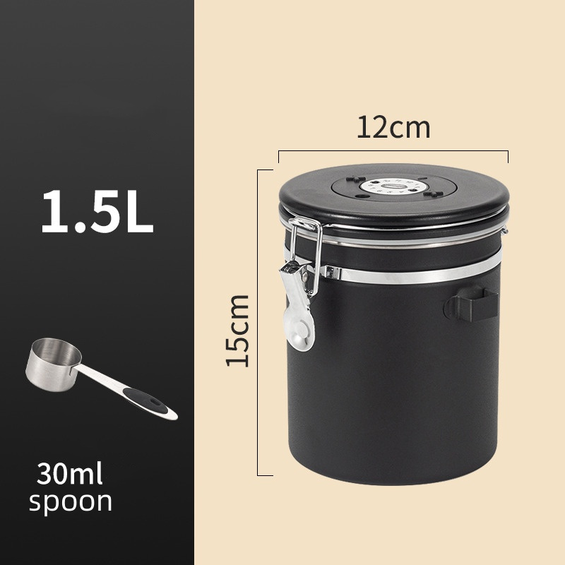 Stainless Steel Coffee Canister Coffee Bean Storage Airtight Containers with Date with Spoon Vent Valve Kitchen Food Storage Jar: Gold