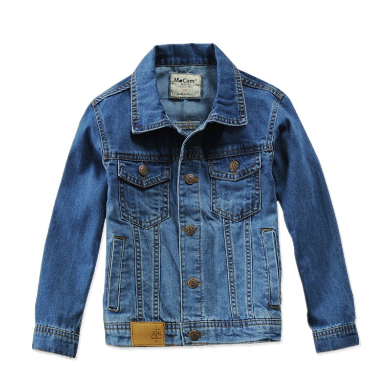 Blue Denim Jacket Voor Jongens Kids Solid Causale Jean Jas Bovenkleding Voor Tieners Jongen 110-160 Cm LM073