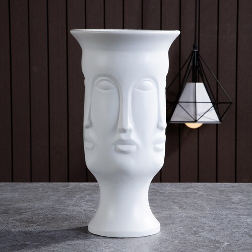 Nordic Ceramic Face Vase Modern Living Room Lip Flower Light Luxury Expression Half Face Decoration Home Decoration Accessories
