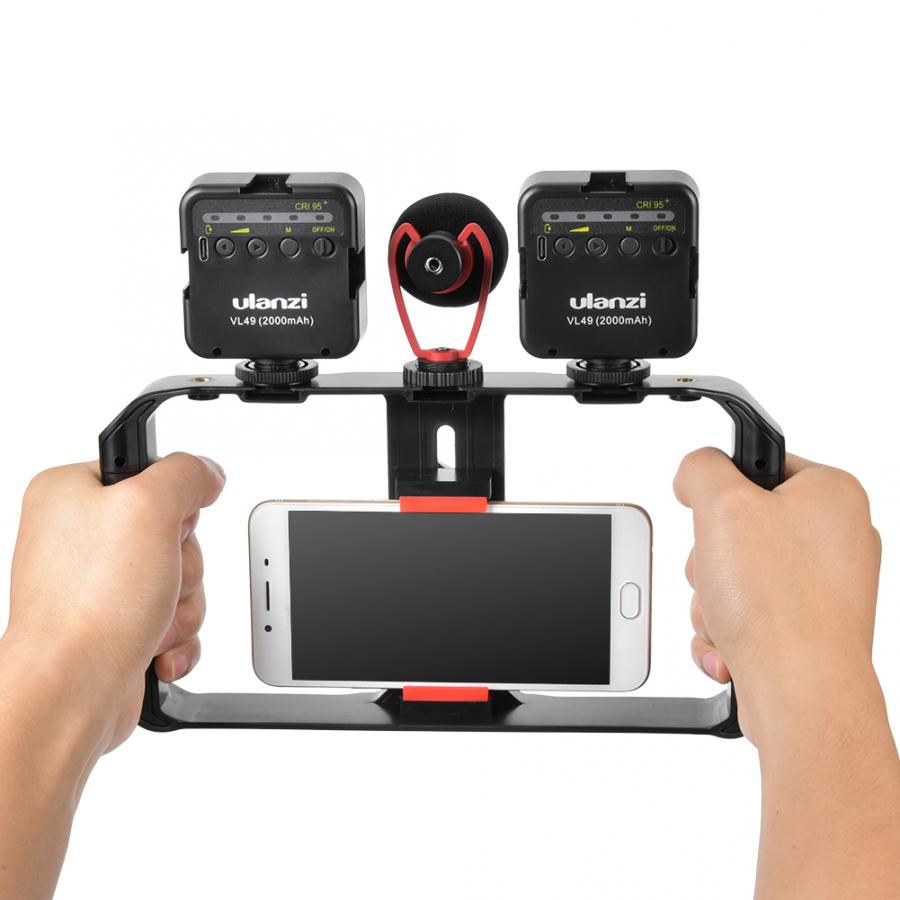 Ulanzi Smartphone Video Kit Telefoon Fotografie Live Vlog Set Omvat Statief Telefoon Clip Led Verlichting Microfoon Handheld Stabilizer