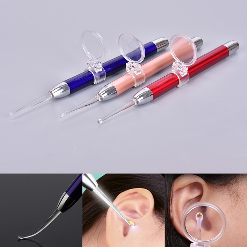 1 stk baby øre renser ørevoks fjernelse værktøj lommelygte ørepropper øre rengøring ørevoks fjerner øre curette lys ske med lup
