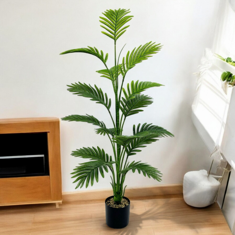 Grote kunstpalmplant15Blad - Perfecte keuze voor huis- en kantoordecoratie, binnen- en buitengebruik, exclusief wastafel