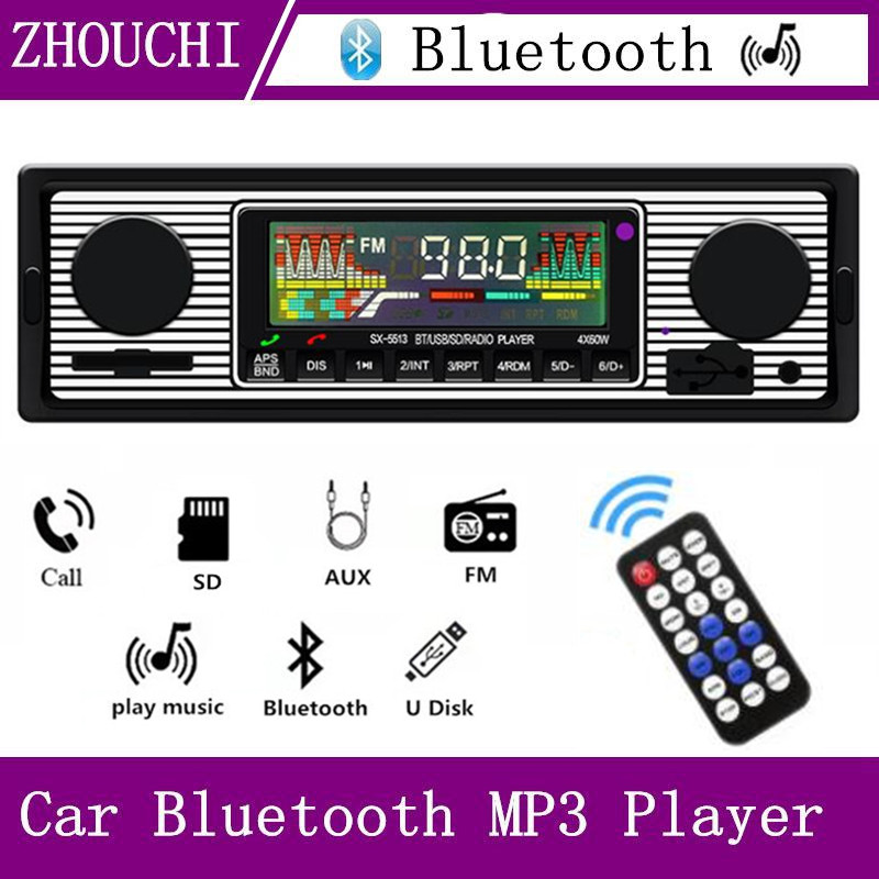 12v retro autoradio 1 din bluetooth stereo  mp3 soitin fm audio matkapuhelin handsfree digitaalinen usb/sd kojelautaan aux-tulolla