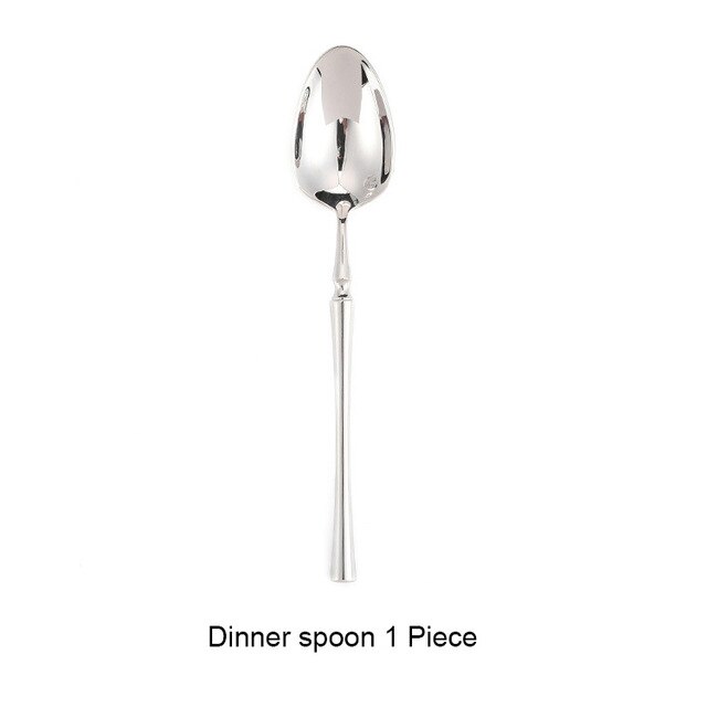 304 Mirror Stainless Steel Dinner Knife Fork Spoon Dinnerware Set Luxury Cutlery Silverware Steak Coffee Dessert Fruit Fork: Dinner spoon