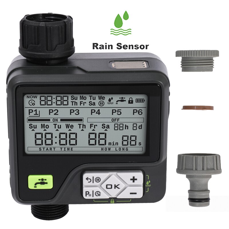 Watering Timer with Rain sensor Irrigation Timer Waterproof Water Level Sensor Automatic Watering System Irrigation Controller: Timer 366