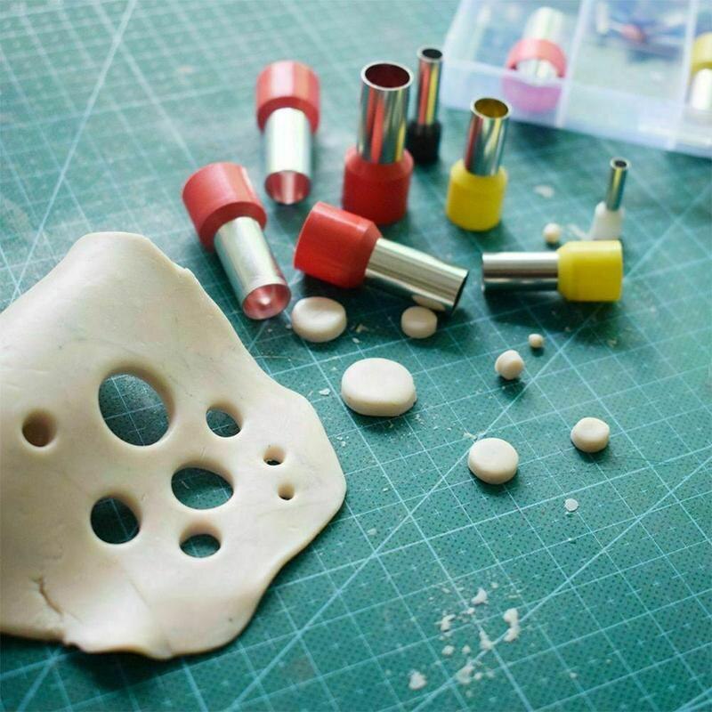 40 st / parti mini rostfritt stål rundstans polymer lera carving verktyg keramiska lera keramik hålskärare 1mm-10mm