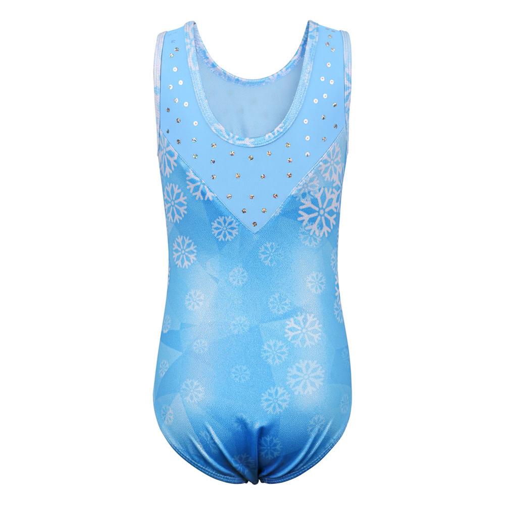 BAOHULU Girls Ballet Leotard Kids Sleeveless Gymnastics Leotard Print Snowflake Sequins Bodysuit Ballet Dance Wear for Children
