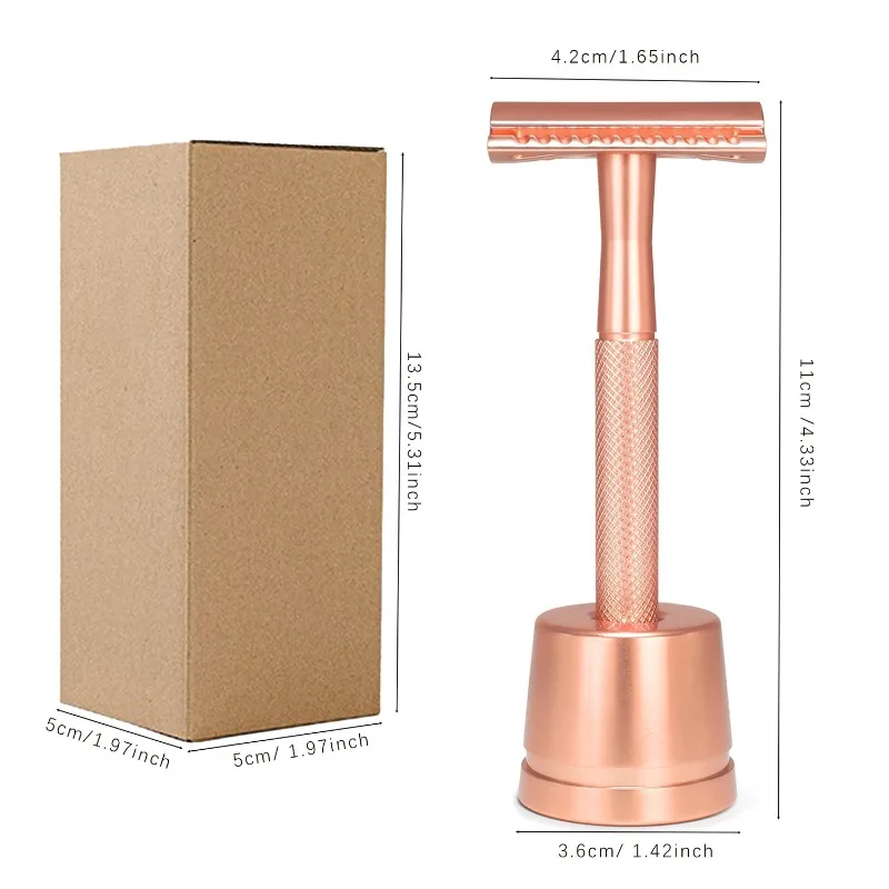 Rasoir de sécurité à double tranchant en acier inoxydable pour hommes, support de rasoir en métal, rasoir en métal pour homme avec base de rasoir