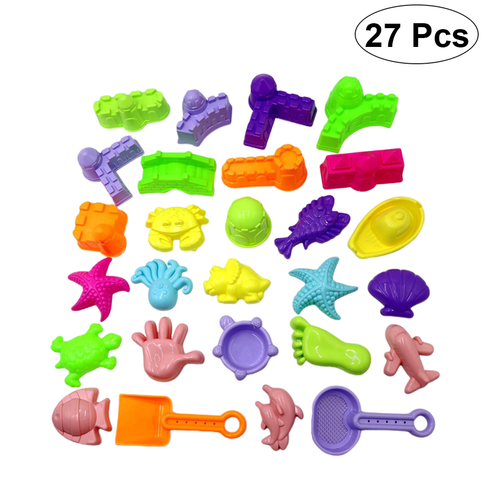 27 Uds conjunto de moldes de arena de dibujos animados al aire libre para padres e hijos juguetes interactivos para jardín de patio