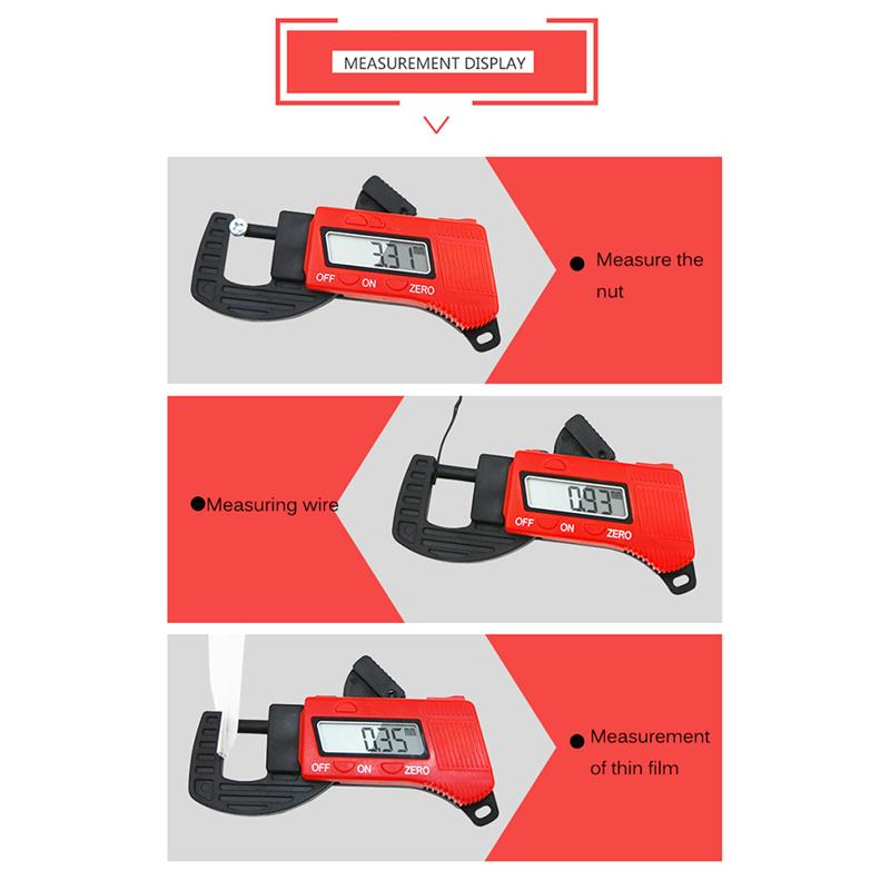 Digital Display Thickness Gauge Thickness Tester Meter Caliper Width Measure Tools 0-12.7mm