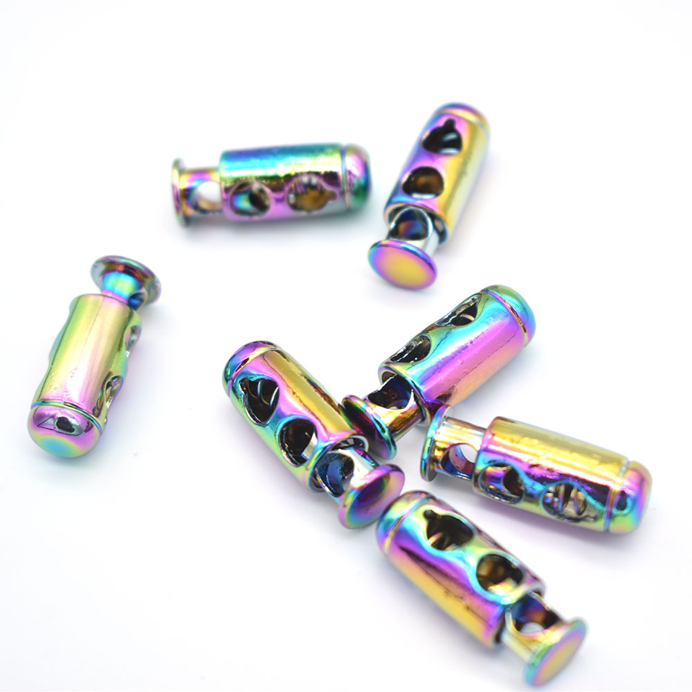 Rainbow Cord Toggles Double Barrel Toggles Zinc Alloy Cord Locks Cord Stoppers Elastic Adjuster Toggle Spring Cord Locks 25mm