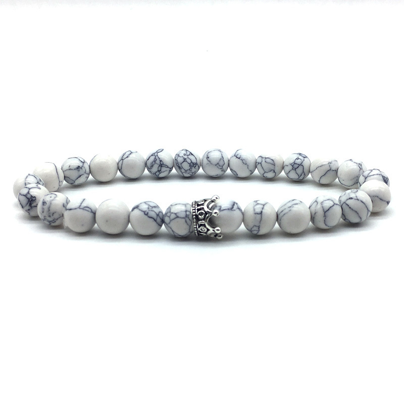Korona Charm bransoletka mężczyźni 2022 moda prosty kamień lawowy matowy bransoletka z koralików dla mężczyzn biżuteria prezent Pulsera Hombre: 9