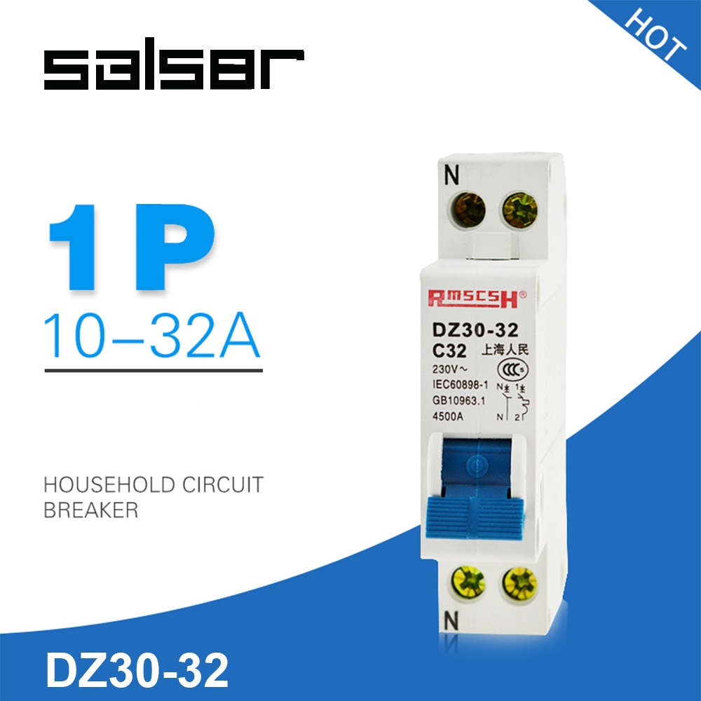 Mini stroomonderbreker DPN DZ30-32 1P + N 10A 16A 20A 25A 32A 230V 50/60HZ MCB Double In Double Out