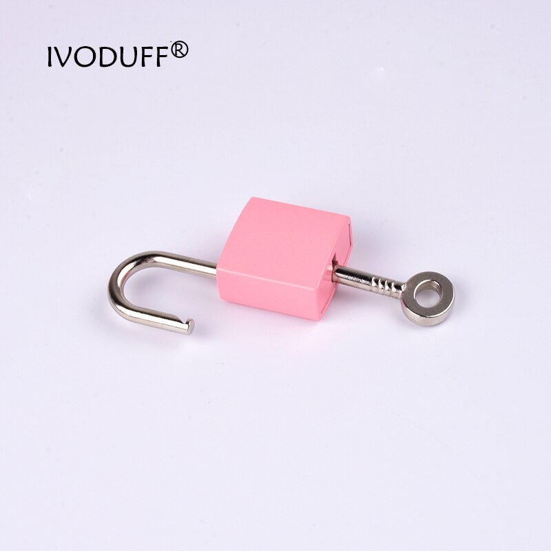 Cadenas Rectangle carré en métal avec couleur peinte, cadenas avec clé pour la décoration de sac: Rose