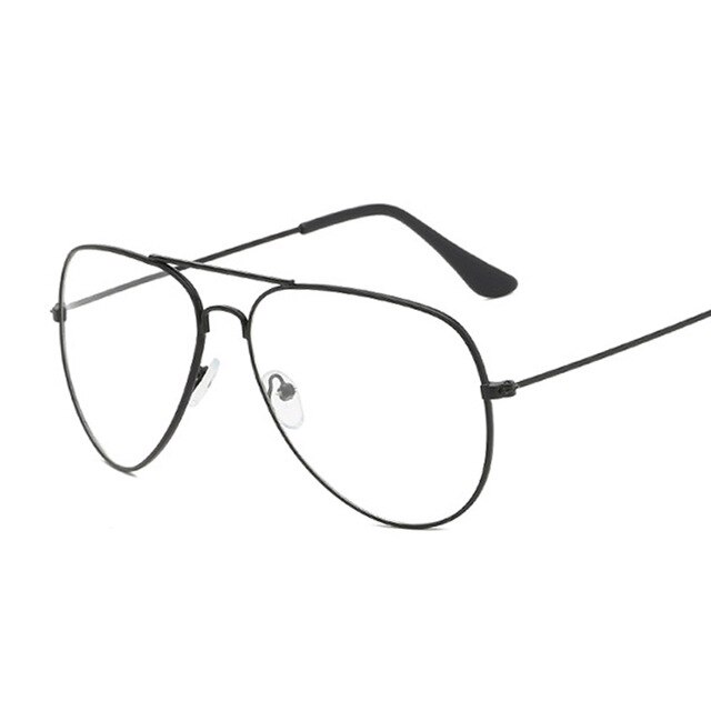SGYOUWANT-Gafas de estilo aviador para hombre y mujer, lentes transparentes con montura dorada, clásicas, para leer: Black