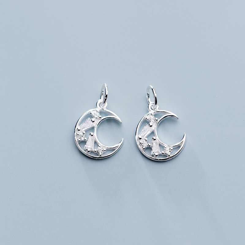 Aushöhlen AAA Zirkon Gepflasterte Mond Reize Romantische 925 Sterling Silber Frauen Baumeln Anhänger DIY Jewely Erkenntnisse passen Armbänder