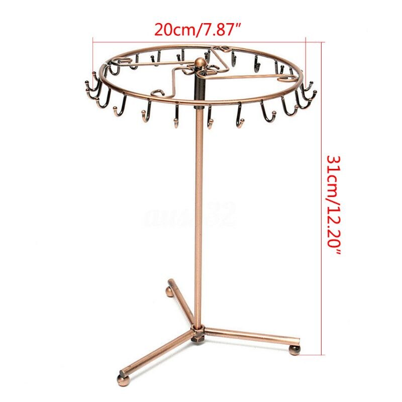 klasyczny ozdobny zwisający szal stojak robić wystawiania biżuterii obrotowy naszyjnik z pałąkiem na głowę bransoletka pierścionki stojak uchwyt 23 haki