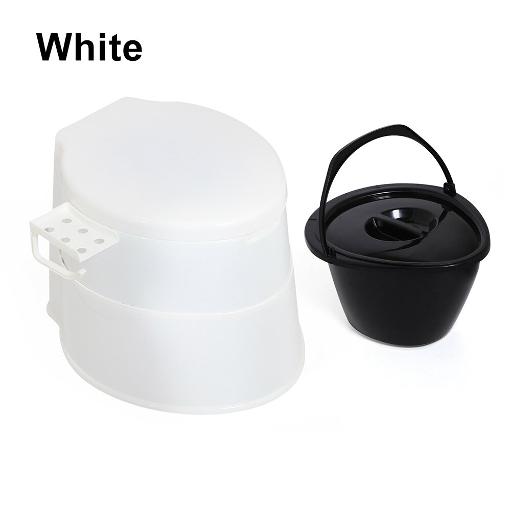 1Set Portable Toilet Movable Travel Camping Commode Squatting Potty Outdoor Pregnant Flush Potty with Paper Roll Holder: white